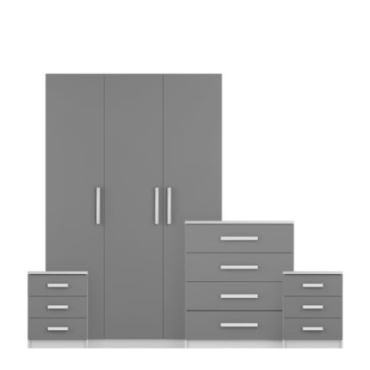 87a700520f2ea130fa84461262a6253f177ffa6edb7b033face3cf0934abe392.jpg An Image of Sudbury 4 Piece Triple Wardrobe Bedroom Furniture Set Grey