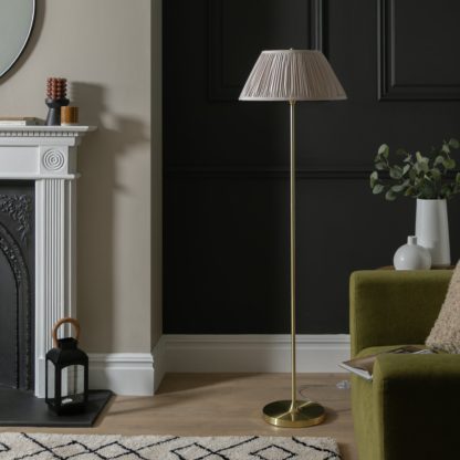 a27c6620e66e19e263f41a897af72792b1e935f432c71485118b818e8d7d382a.jpg An Image of Habitat Pleated Floor Lamp - Satin Brass