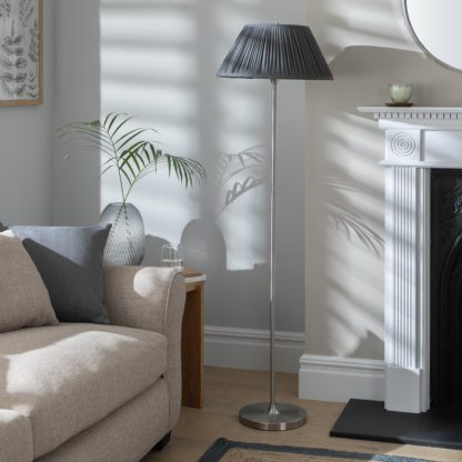 fba9cca4757157e014a3f1fb8946304cc84ad17376550e46781c1a4550b95dc7.jpg An Image of Habitat Pleated Floor Lamp - Satin Brass