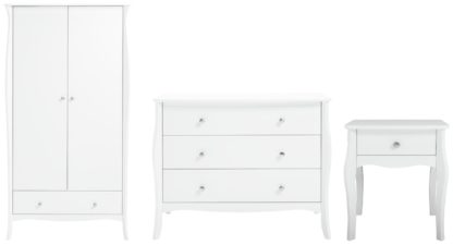 0326f0b5832b475202f6b2850e0e8831b0bd34708071fb1bf4e3921447b7940a.jpg An Image of Argos Home Amelie 3 Piece 2 Door Wardrobe Set - White