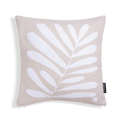 1c0764d4b2bb57976f46915e5a0adff33660427c1f72844574d7577cf6c18541.jpg An Image of Habitat Leaf Print Cushion - Neutral - 43x43cm