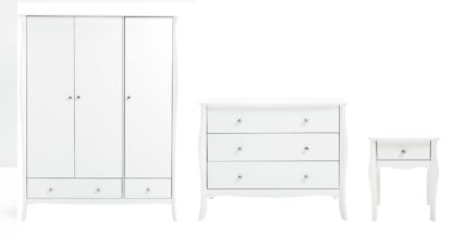 473233bef8dbbcce6ba899c20ddfa64813e7ae823e6b0651fe745b8f5933279f.jpg An Image of Argos Home Amelie 3 Piece 2 Door Wardrobe Set - White