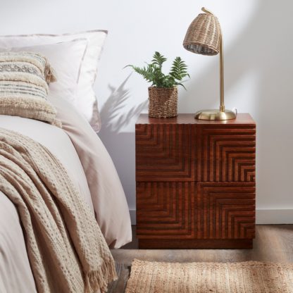 5f5d8576dbc91a1621b5fb3bd140b9f1a86fcfdee08310240d77e56b2331aa4f.jpg An Image of Kolt 2 Drawer Bedside Table, Dark Stained Wood Dark Stained Wood