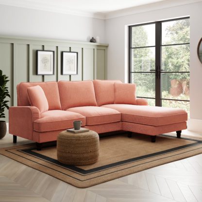 7f81fb2025a94aace68db6e3be9acb31a1de4214bba152a2259e742c6c38b6fd.jpg An Image of Beatrice Tonal Chenille Corner Chaise Sofa Tonal Chenille Clay