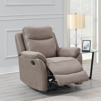 855e8b740af4ebb9fb57815552f070148c8f06a2066c3701c9eb74f66e4a5008.jpg An Image of Evan Faux Suede Manual Recliner Armchair Beige
