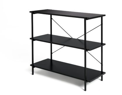 9aba6b9c8971a1b6b4355a05ec1eec4fd18426e3f86efd171066c88b5c7e5c65.jpg An Image of Habitat Huckley 3 Tier Steel Shelving Unit- Black