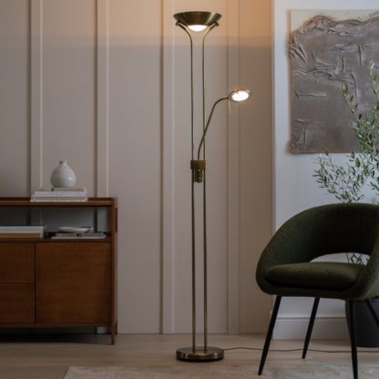 9c6630823e399a8661984e5f4105afebf871d3f0d5bdd165ccb351e23271a64f.jpg An Image of Argos Home Father&Child Uplighter Floor Lamp - Antique Brass