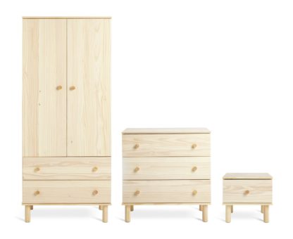 9c8cfcb5dc1439d97a47857c358b18559d2a3066f9425874f800f07a7c02a25b.jpg An Image of Habitat Akio 3 Piece 2 Door Wardrobe Set - Pine