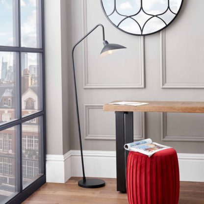 a0f302357c26bd0a5a710aff6c9788c9b7e4082a3ab81fc31a7d06b19271b082.jpg An Image of Toulon Matt Black Task Floor Lamp Black
