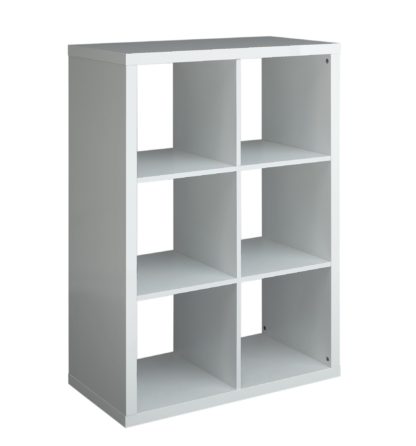 b526ceca6af929a91c9297b173ed0e68656a1a5a32bf471546e21b3e338bc538.jpg An Image of Habitat Squares Plus 6 Cube Storage Unit - White Gloss