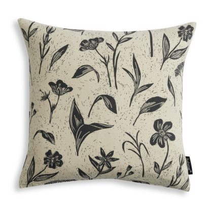 d4cd9cf509559dfed540bebced8a87302a047f44f8c079690abc65cd2e5c5f41.jpg An Image of Habitat Floral Revers Print Cushion - Charcoal - 43x43cm
