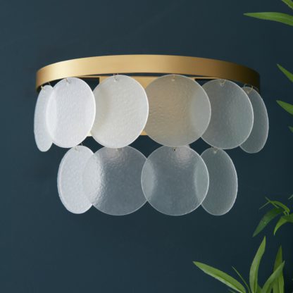 f03a094f114f5aef40836d22e50d0e72f4caca868907e96e2737fa27067cd43f.jpg An Image of Shore Light Fiesta Metal & Glass 2 Light Wall Light - Gold
