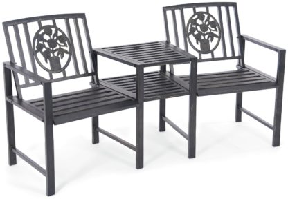 f8fe68b04ba9674e2ddeb54ee9020bc6eb8fb066d922f75ccb0c04cb39825a29.jpg An Image of Greenhurst Coalbrookdale Metal Duo Seat - Black