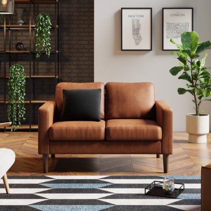 097c265e5baa3c396956832eb1b5b18954f45140b1bf380c8e5edd2e8d1e3678.jpg An Image of Jacob Faux Leather Compact 2 Seater Sofa Faux Leather Tan