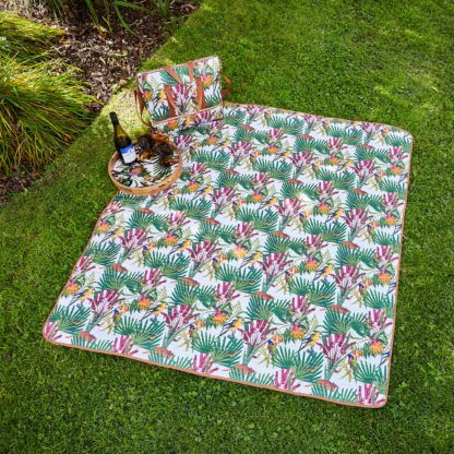 15a18aa9197a11681dc3a4afa6a5d775e8901a4d667388c958d3bd6c8fc230bb.jpg An Image of Tropical Birds Picnic Blanket MultiColoured