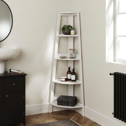 1b32cfabec1708405a70f020be889af1fc052514d059b30f74832802f836406e.jpg An Image of Nautical Corner Ladder Shelving Unit White