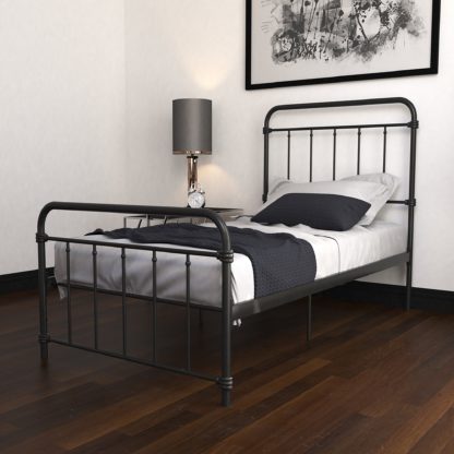 235c1771372e9e0511ea2c9d1b9e994df489491049a04903c312a7834b589d05.jpg An Image of Dorel Home Wallace Metal Bed Black
