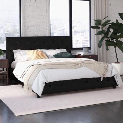 37481a16fe49ebc54aa794b2a85a03636fc55201b7fad6074a17b4c06ffa741e.jpg An Image of Dorel Home Dakota Upholstered Bed Black
