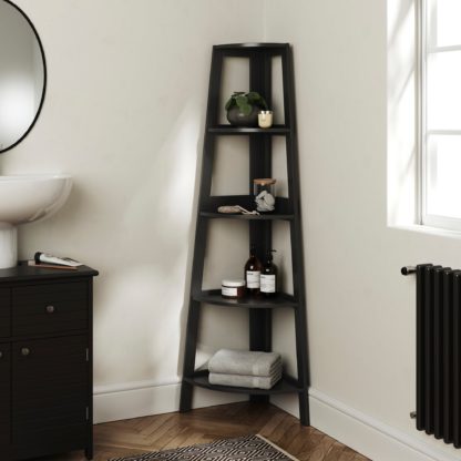 6f0e8d749a3d2a3e50e59f0b14e25215185ad5e6375263bd52422dfc9de308fc.jpg An Image of Nautical Corner Ladder Shelving Unit White