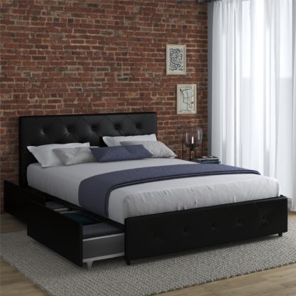 7442fc9434aabc9666e7a3381c54e47e005e59113d458ddcd19371150de51f4e.jpg An Image of Dorel Home Dakota Bed with Storage Black