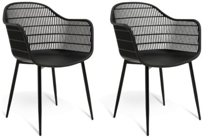 805db8a09789a10b3dcaf0ba3decaf368da861d8f062cffe2327c9a855c62bfd.jpg An Image of Habitat Serpa Set of 2 Plastic Garden Chairs - Black