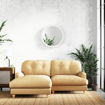 88973c39881291a840972f747368603b55c51cbdbb9d412901767145f59d738b.jpg An Image of Martha Slub Faux Linen Corner Chaise Sofa Slub Faux Linen Ochre