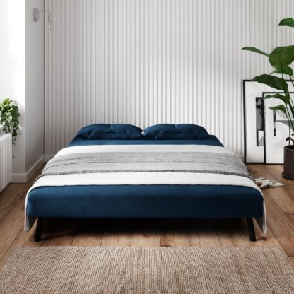 8ef1463160fa7cef43da53f53cd0b12cb7100c75e1e45821bd9f5993ba753158.jpg An Image of Phoebe Double Velvet Sofa Bed Cosy Velvet Bottle Green