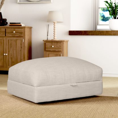 9c10e1eb49271b3aa39863f39a2f377a1f921084d2490c3af157fdebf3400e90.jpg An Image of Hattie Slub Faux Linen Storage Footstool Slub Faux Linen Grey