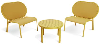 aed6bbb3a3f9f1e753805cbf8a156a3d40a21cb8f82bd31697192c2a0aa0b525.jpg An Image of Habitat May 2 Seater Metal Garden Bistro Set - Yellow
