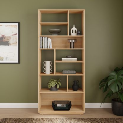 d42cdb69cbe283e172c8aab84885b33521a1c02b8fcebbb6dc45503e356657dc.jpg An Image of Hardy Slim Bookcase, Oak Effect Oak