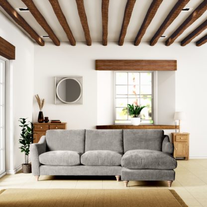 e51052fe68f19bc8f31f099ac6c315996e05c706cbd4917bd22923861fa5299d.jpg An Image of Hattie Tonal Plush Chenille Corner Chaise Sofa Tonal Plush Chenille Grey