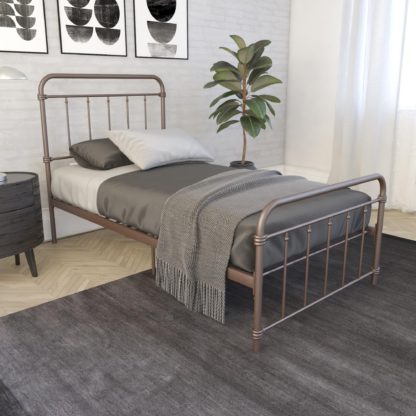e5b020aed14604ce5bcab1187654ede2f14566f42312c0584a43a204442737b2.jpg An Image of Dorel Home Wallace Metal Bed Black