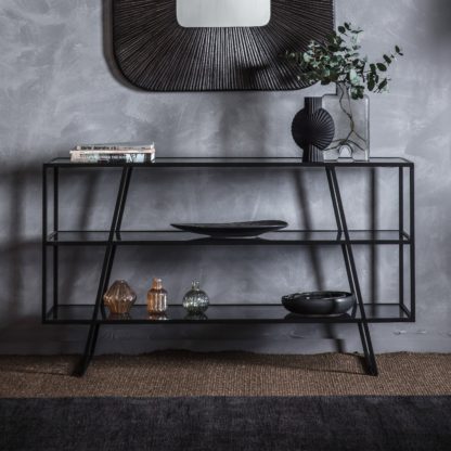 e5c7a14fbaf4c0205f01d6f7fd4409094e9a139338b217d5a137f5ff942252d9.jpg An Image of Patterson Console Table Black