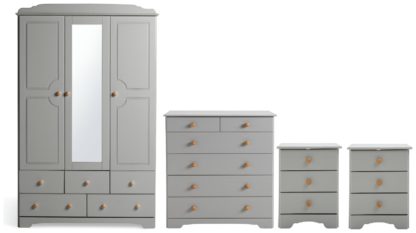 e8ce489bc43cc5962b72a655ff7ff784d52c7312788568d5f94f8529e4e14bd3.jpg An Image of Argos Home Nordic 4 Piece 3 Door Wardrobe Set - Grey