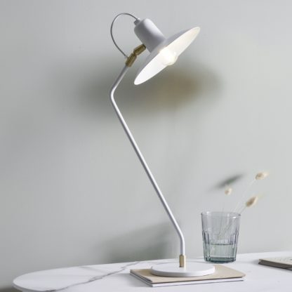 2cd63892bb89ac059df9ae9e4effb459f670b7b50cd7c92ea91693fb231003e3.jpg An Image of Camden Matt White Metal Angle Arm Task Table Lamp White