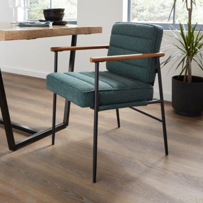 3356dd2dea0e9c2dc5127cae36bdc3e8f1abc4a4f3b0c817c102c1360c6eedcf.jpg An Image of Bude Carver Dining Chair, Boucle Olive