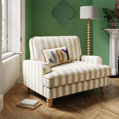 3c1fde57ec1a8f05777864245ae6cb0fd80a958bcc4560ae8afc1bab511602f9.jpg An Image of Beatrice Woven Stripe Snuggle Chair Woven Stripe Natural