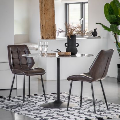 7a0692af665fab16842275d587f181c3ff36b3b6f0567db033d3f4b2c9755b75.jpg An Image of Franca 4 Seater Dining Table, White Marble Effect White Marble