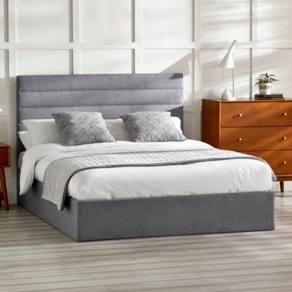 b2c2fd341ffba5f62e8a9ff251dd57505912a22ee57f083d7ea0a158f0727a9a.jpg An Image of Merida - Double - Ottoman Storage Bed - Grey - Fabric - 4ft6