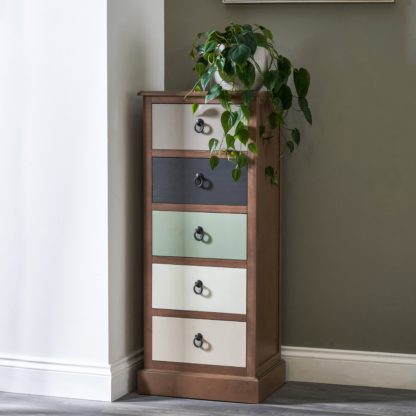d3eb4f81470ceb18bfc6df945a9f857f44b949bfbe9a1ea48ebbe8a0d6992870.jpg An Image of Pacific Loft 5 Drawer Chest, Pine MultiColoured