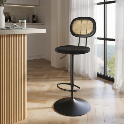 f57093403503e09c65dd3975a39364564fcc182ee989058a460fb3b424042c17.jpg An Image of Arla Velvet Bar Stool Black