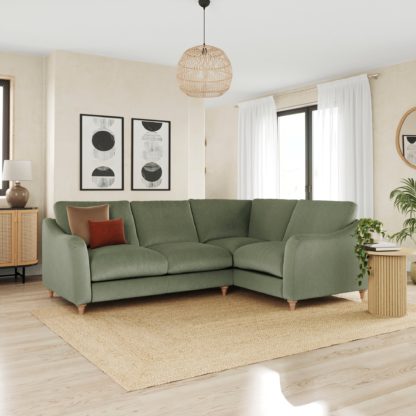 1acd98e701752622b4118117629f142362052e35fa1fdc5d062498f312f75ef4.jpg An Image of Hattie Matte Plush Velvet Corner Sofa Matte Plush Velvet Sage