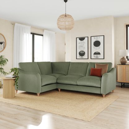 24ff203dcf470b0dc460f16b156a8c56cc677fdf63fb0b5b37e94bc2f6eb7ac2.jpg An Image of Hattie Matte Plush Velvet Corner Sofa Matte Plush Velvet Sage