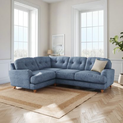 2606b35b02e1ee107d9eaf93b86c787fb7aaf27d73626c8c67cf2261e01294d9.jpg An Image of Martha Slub Faux Linen Full Corner Sofa Slub Faux Linen Denim