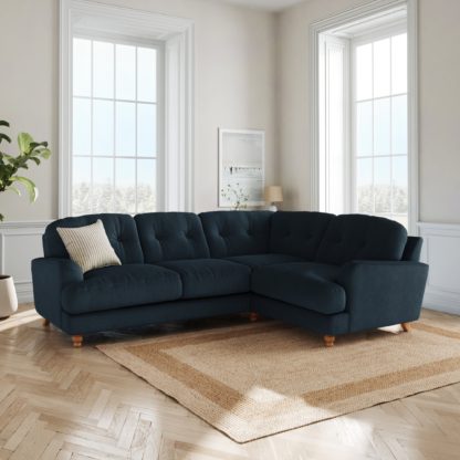 3052446ae6c0891db4eb9184f31c0dc7ccfd6120dff4a2f96c01e35faef9489c.jpg An Image of Martha Matte Plush Velvet Full Corner Sofa Matte Plush Velvet Navy