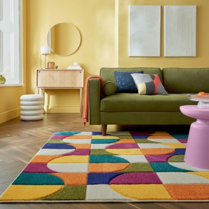 322896d77a27290ac6f0b89c1484e4958b7a8c636bc77d7fc2218729b2b1f6aa.jpg An Image of Chacha Checkerboard Rug MultiColoured