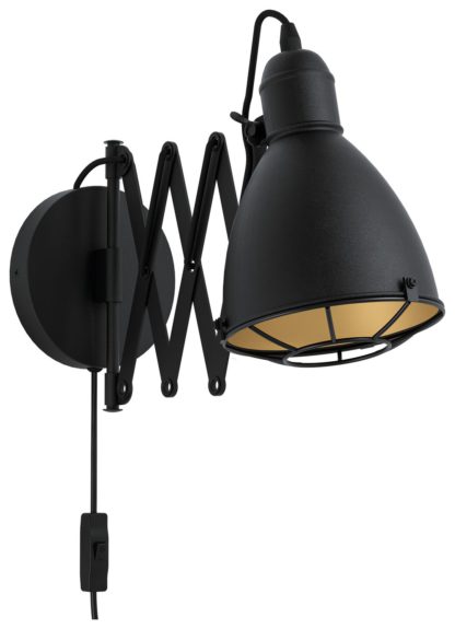 324caaa015c77f61d3f621cf21e89d70c90d3a1e7aa3da5b02d374a226179429.jpg An Image of EGLO Treuburley Steel Wall Light - Black & Brass