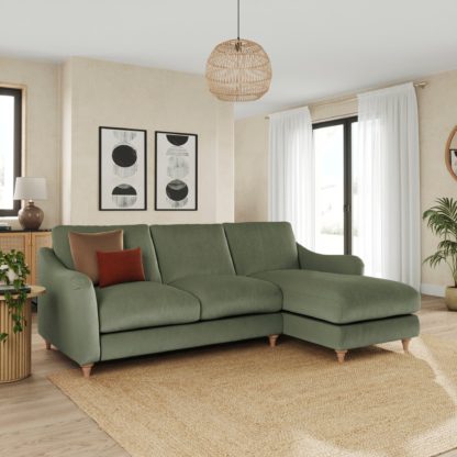 3ea6d815785ba52fb26c5d40dd49a459df3864e4741b1388287d1d827362c5e1.jpg An Image of Hattie Matte Plush Velvet Corner Sofa Matte Plush Velvet Sage