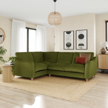 40877cc2b42061dec7421fddbe8463b154fd43a8ce875ce2f8e40191beb6c490.jpg An Image of Hattie Matte Plush Velvet Corner Sofa Matte Plush Velvet Sage