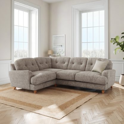 51ff77b02162168531bcacc9048d1267c08fba7c81ea445cb1f0ca4334467158.jpg An Image of Martha Chunky Chenille Full Corner Sofa Chunky Chenille Mushroom